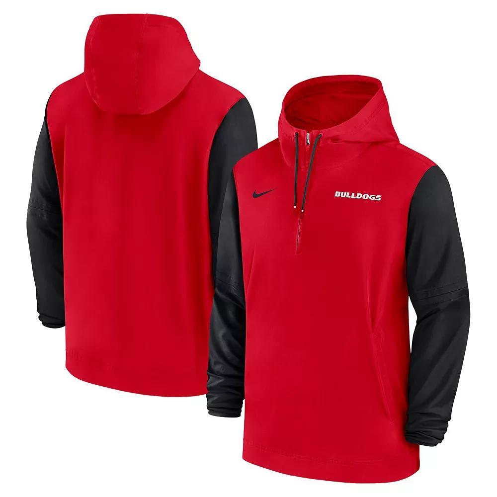 Men's Nike Red Georgia Bulldogs 2024 Sideline Pregame Player Half-Zip Hoodie, Size: Medium Product Image