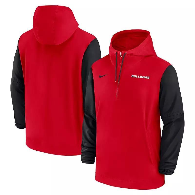 Men's Nike Red Georgia Bulldogs 2024 Sideline Pregame Player Half-Zip Hoodie, Size: Medium Product Image