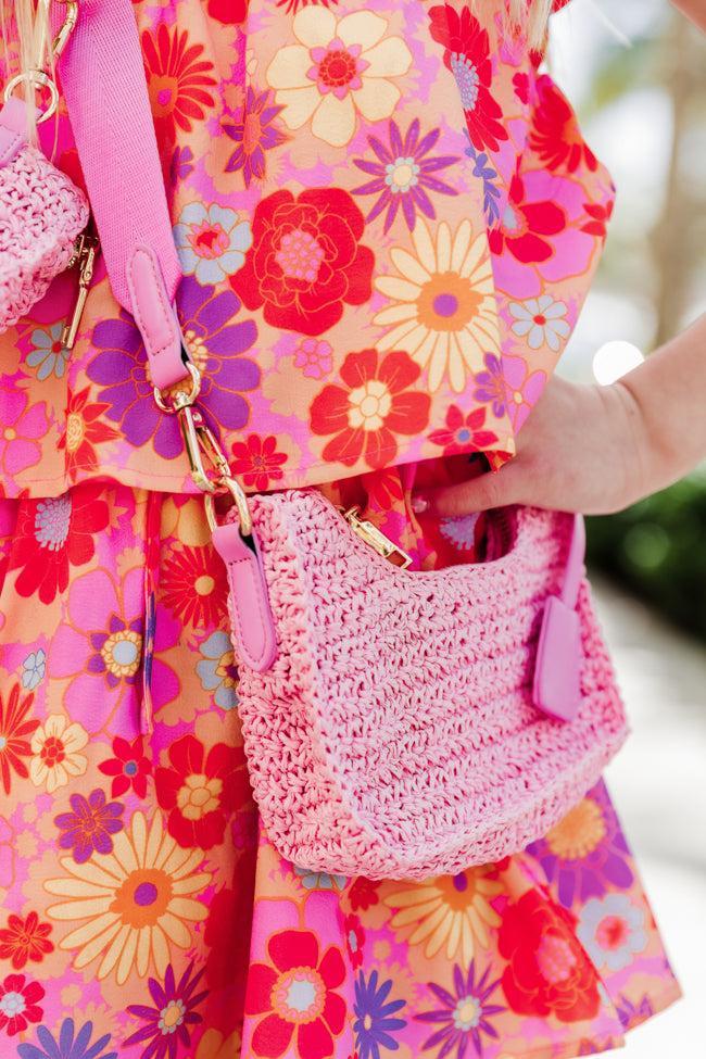 Boardwalk Bay Mini Woven Pink Crossbody FINAL SALE Product Image