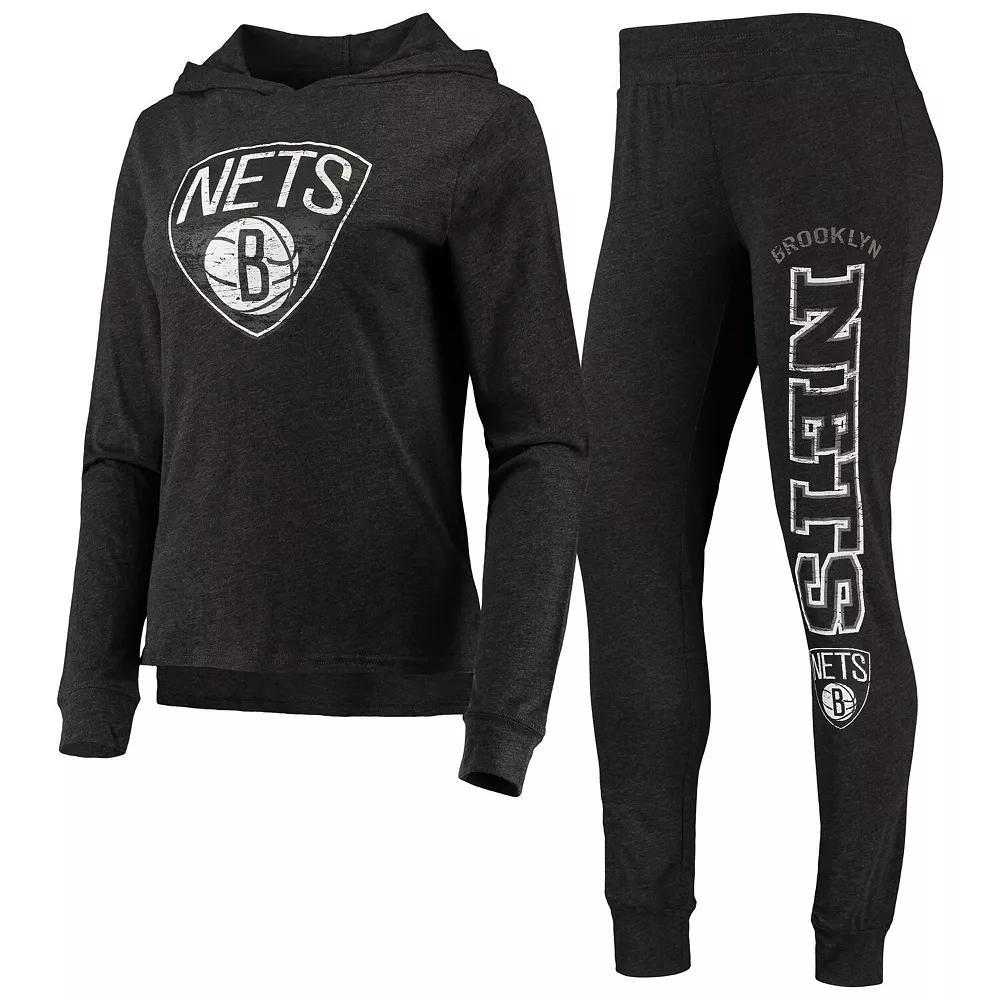 Women's Concepts Sport Black Brooklyn Nets Hoodie & Pants Sleep Set, Size: Medium Product Image