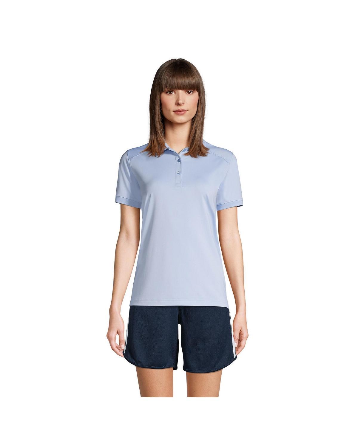 Women's Lands' End Short Sleeve Rapid Dry Polo Shirt, Size: Large, Blue Product Image