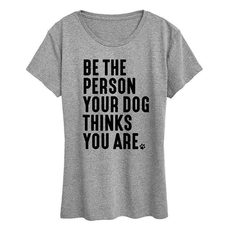 Womens Person Dog Thinks You Are Graphic Tee Grey Gray Product Image