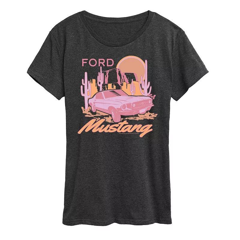 Womens Ford Pink Mustang Graphic Tee Heather Grey Product Image