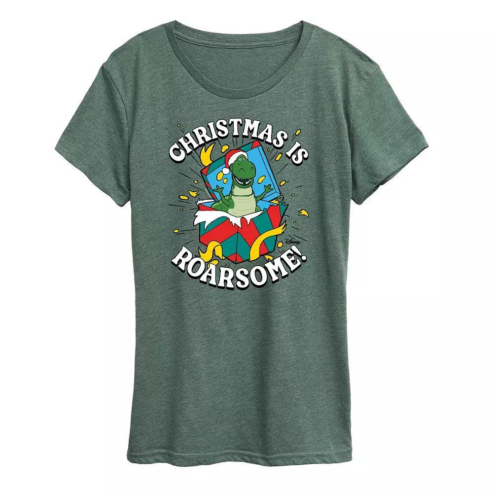 Disney / Pixars Toy Story Womens Christmas Is Roarsome Graphic Tee, Girls Grey Gray Product Image