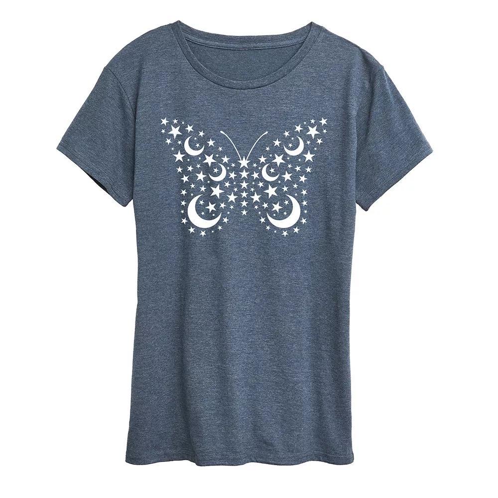 Womens Line Drawing Sea Turtle Graphic Tee Grey Blue Product Image
