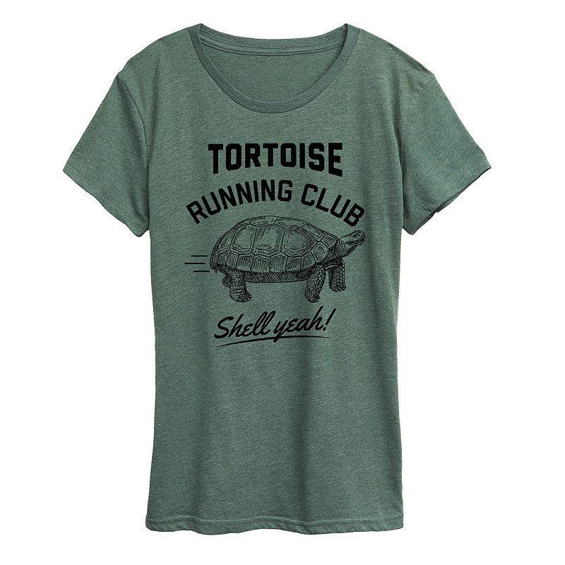 Womens Tortoise Running Club Graphic Tee Grey Green Product Image