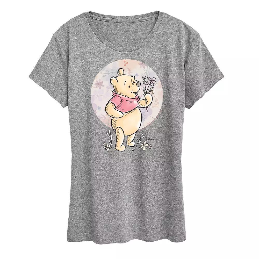 Disney's Minnie Mouse Women's Floral Circle Pooh Graphic Tee, Size: Small, White Product Image
