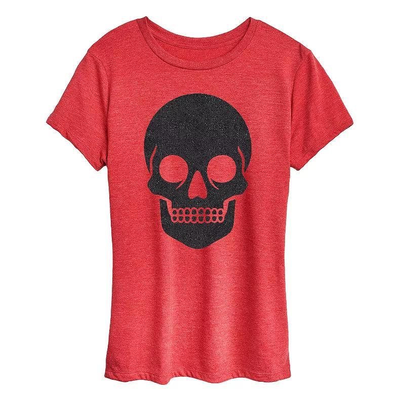 Women's Skull Sparkle Halloween Tee, Girl's, Size: Small, Grey Wine Product Image