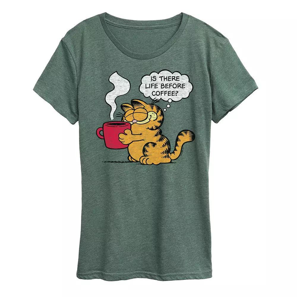 Women's Garfield Life Before Coffee Graphic Tee, Girl's, Size: Medium, Grey Gray Product Image