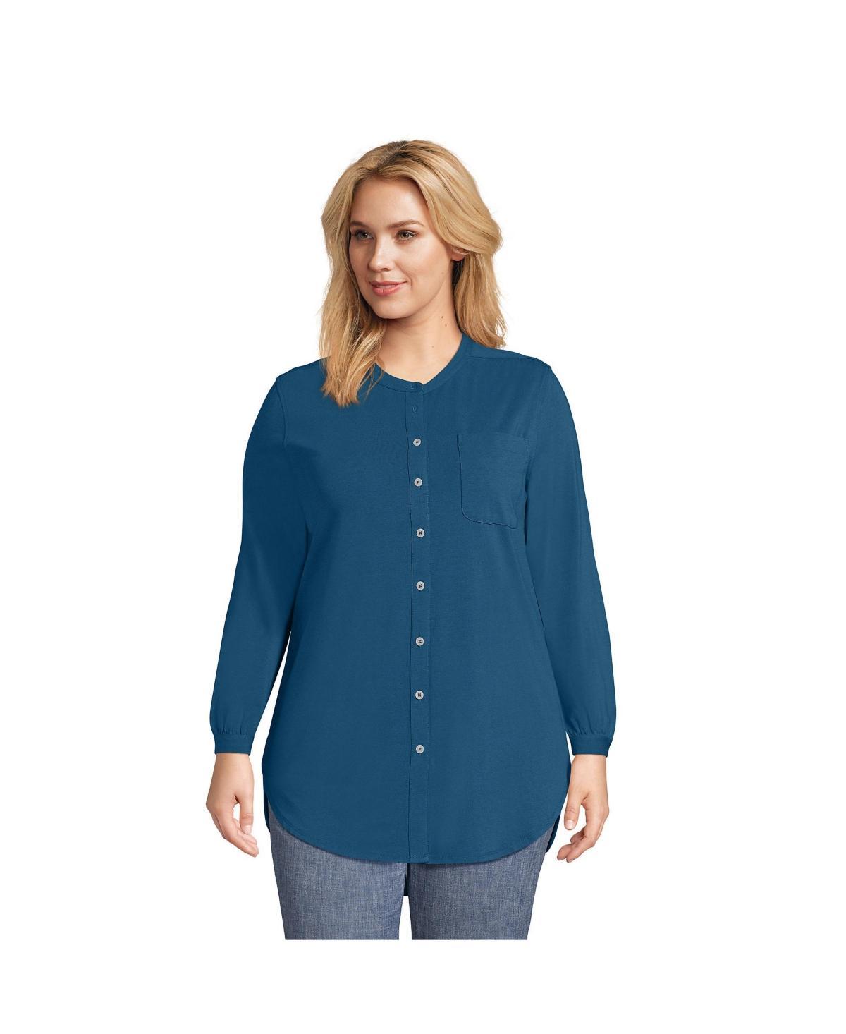 Plus Size Lands' End Long Sleeve Jersey A-line Tunic, Women's, Size: 2XL, Black Product Image