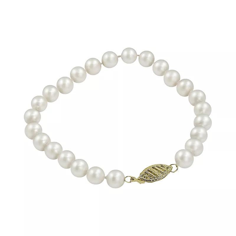 10k Gold Freshwater Cultured Pearl Bracelet - 8-in., Womens White Product Image