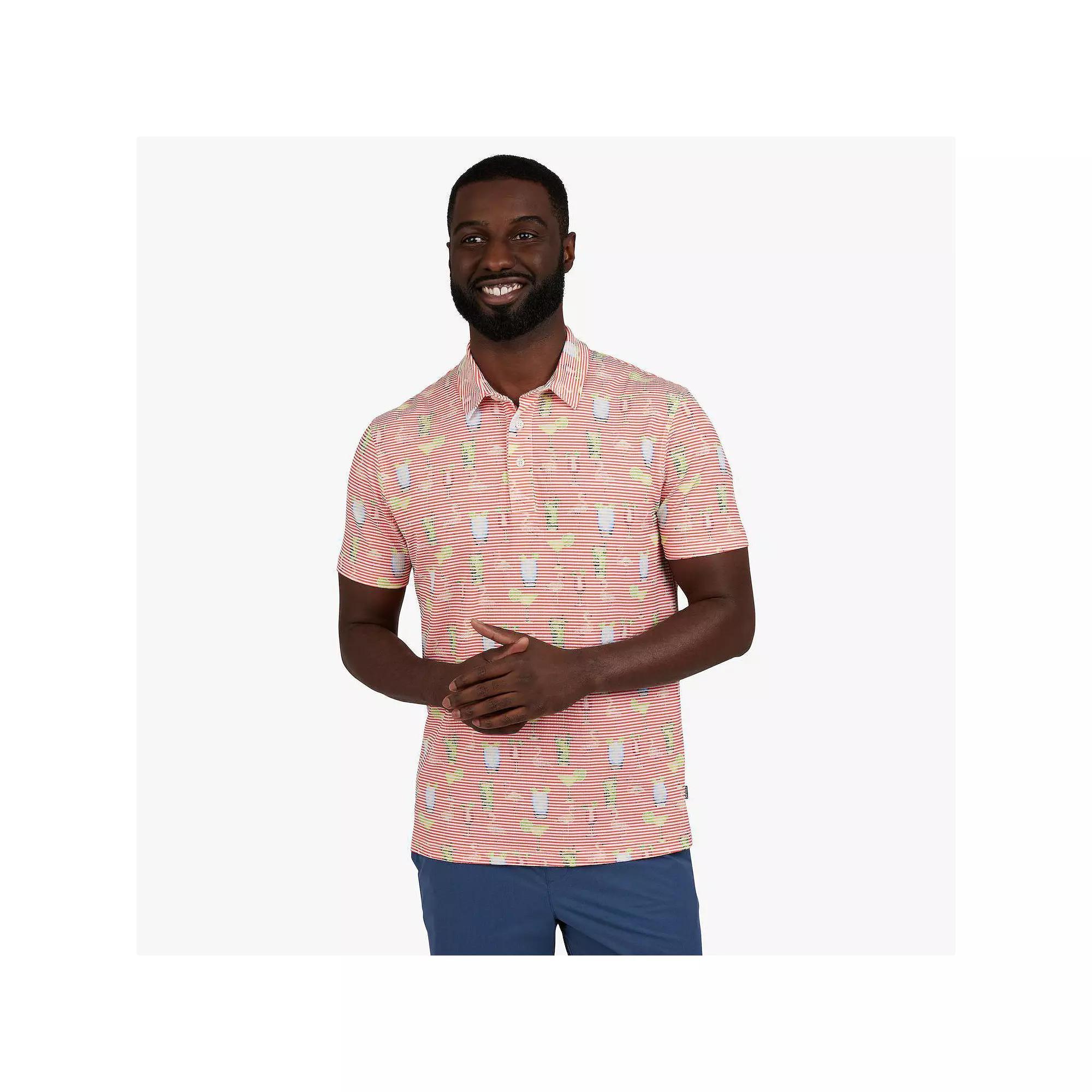 Men's Chaps Short Sleeve Print Performance Polo, Size: XL, Light Orange Product Image