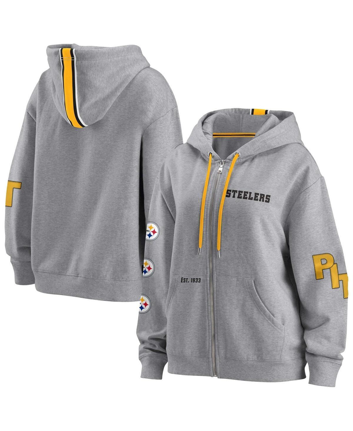 Womens WEAR by Erin Andrews Gray Pittsburgh Steelers Full-Zip Hoodie Product Image