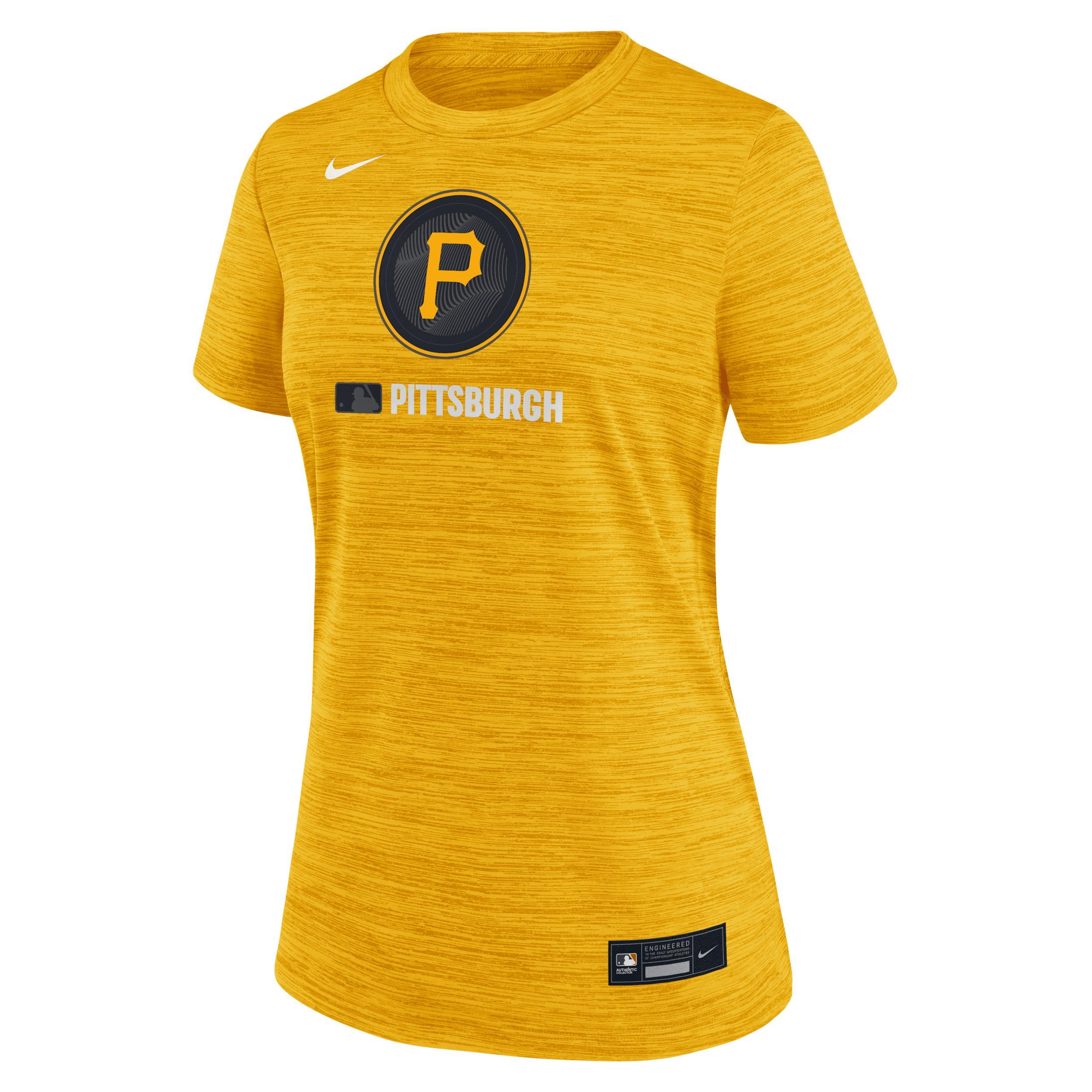 Women's Nike Gold Pittsburgh Pirates Authentic Collection City Connect Velocity Performance T-Shirt, Size: Medium Product Image