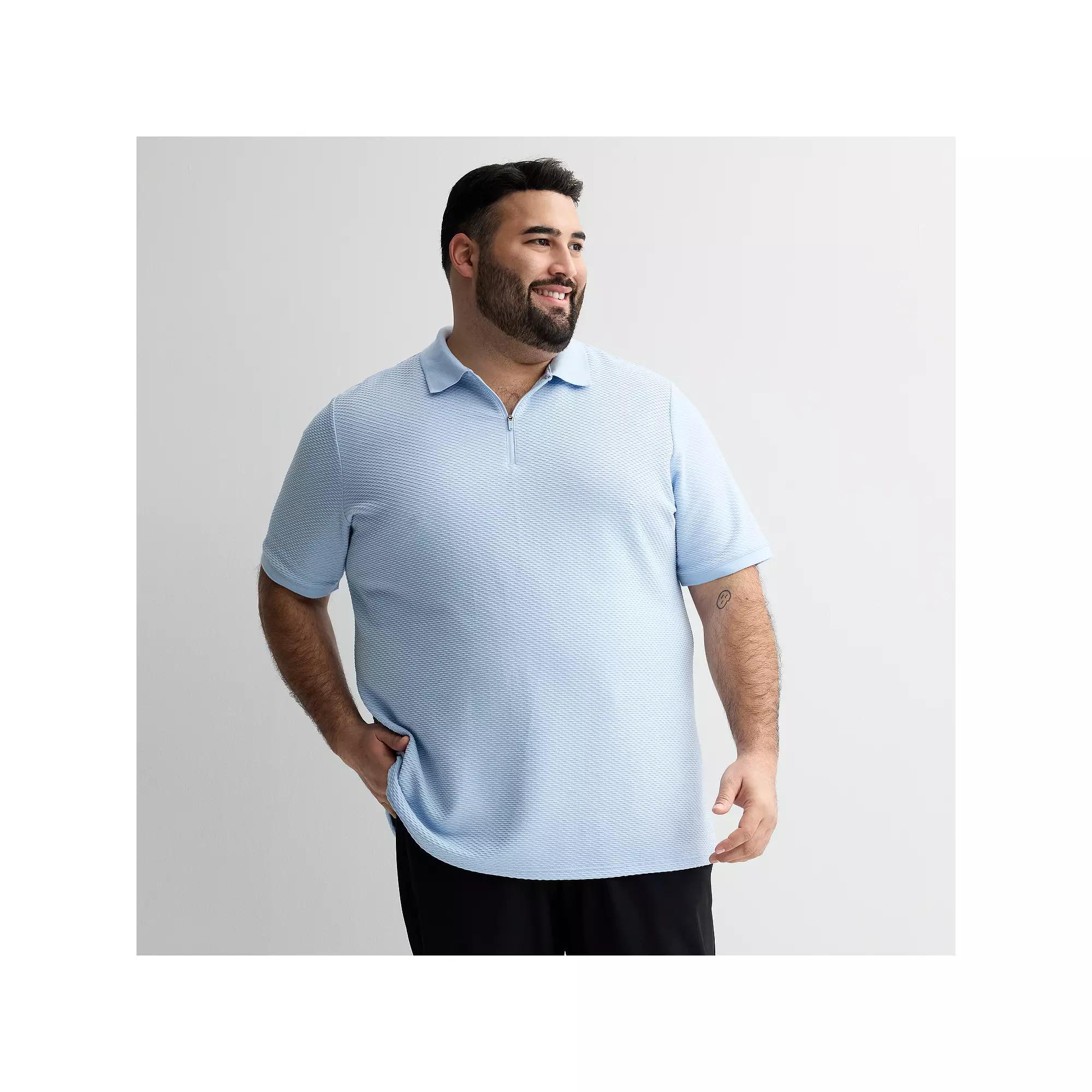 Big & Tall FLX Textured Knit Zipper Polo, Men's, Size: 4XB, Frost Wind Product Image