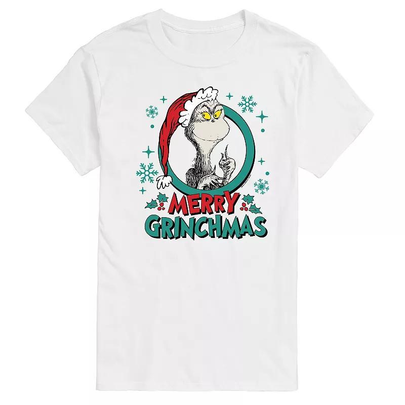 Mens Dr. Seuss The Grinch Merry Grinchmas Circle Graphic Tee Product Image