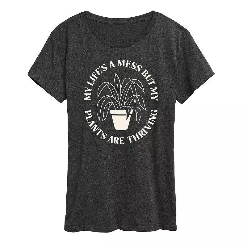 Plus Lifes A Mess Graphic Tee, Womens Heather Grey Product Image