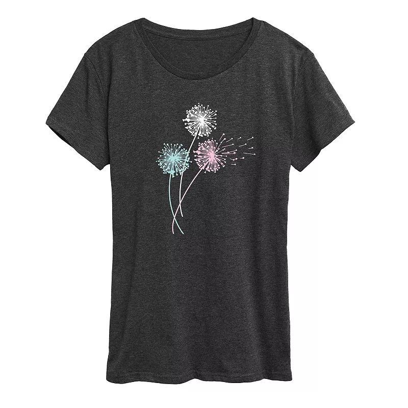 Womens Pastel Dandelions Graphic Tee, Girls Product Image