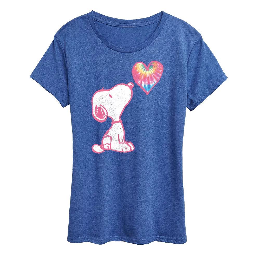 Womens Peanuts Pastel Rainbow Heart Graphic Tee, Girls Blue Product Image