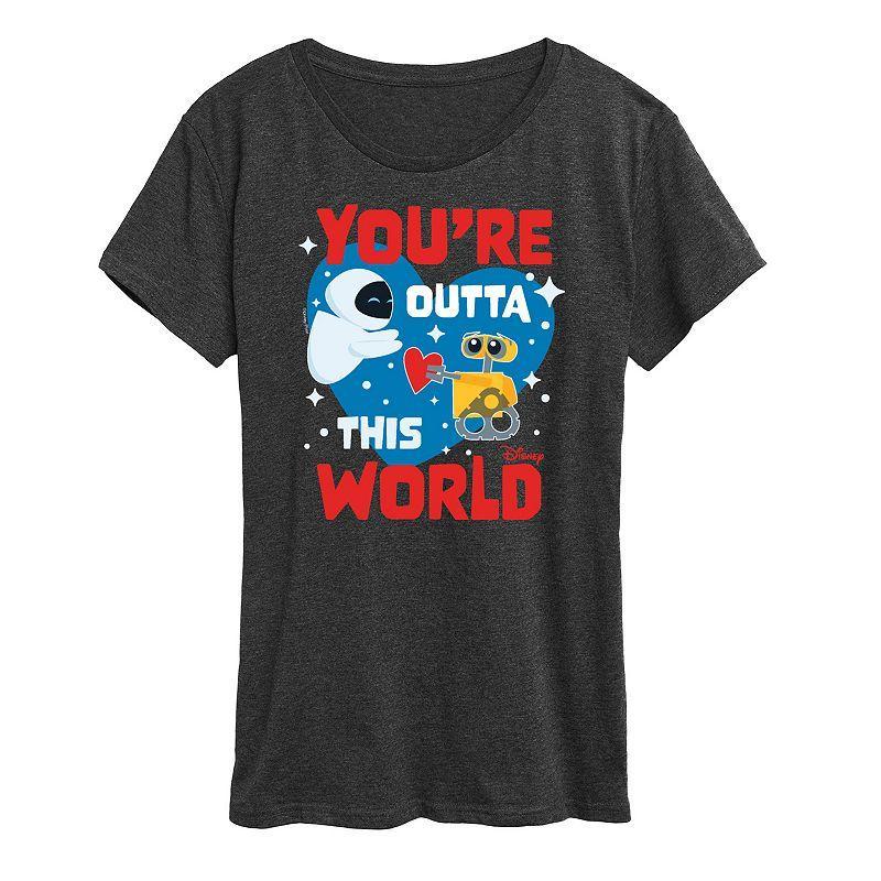 Disney / Pixars WALL-E Womens Valentines Graphic Tee Heather Grey Product Image