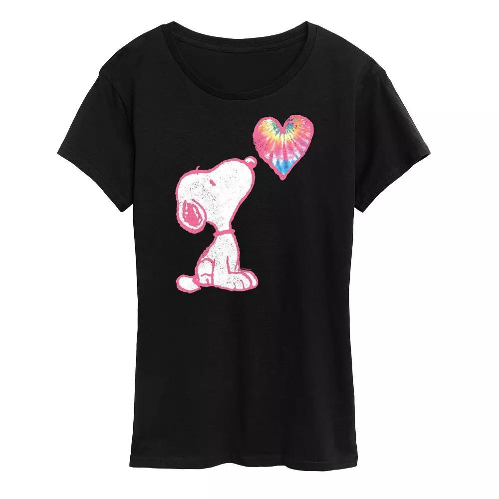 Womens Peanuts Pastel Rainbow Heart Graphic Tee, Girls Blue Product Image