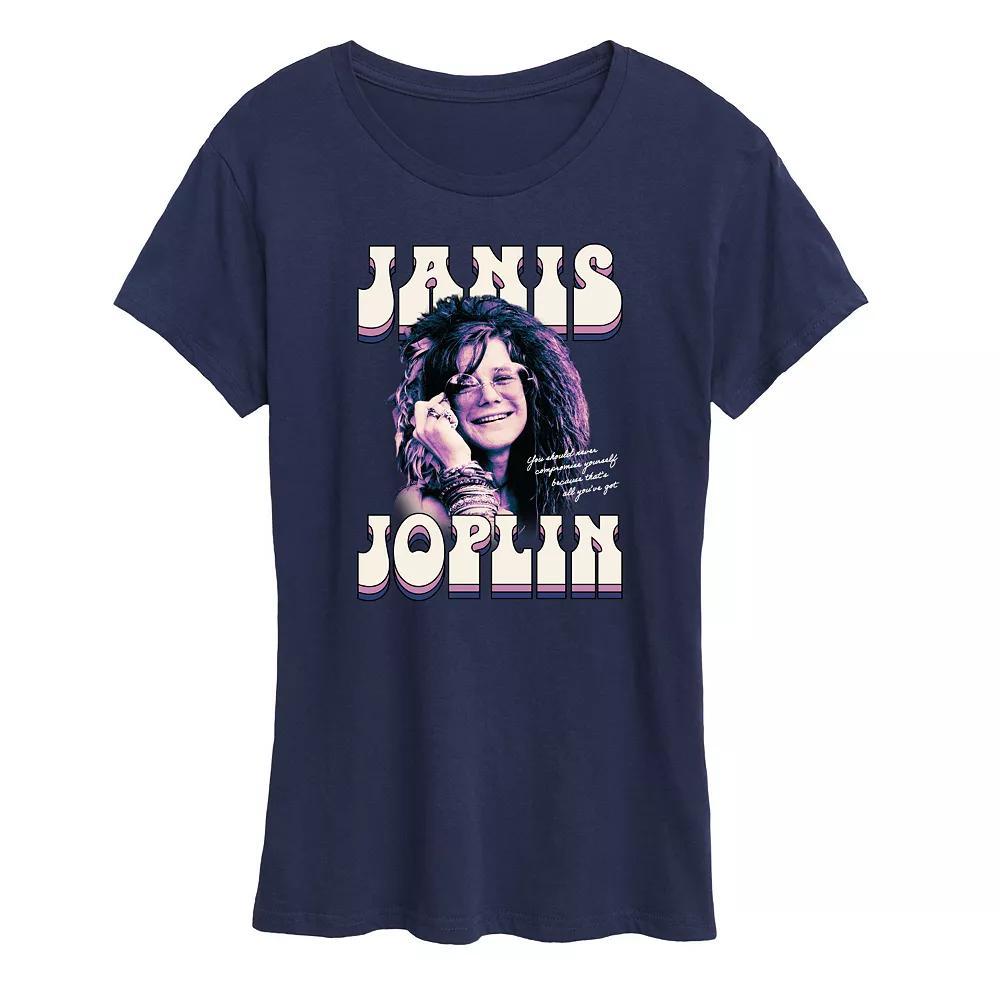 Women's Janis Joplin Never Compromise Graphic Tee, Girl's, Size: Medium, Black Product Image