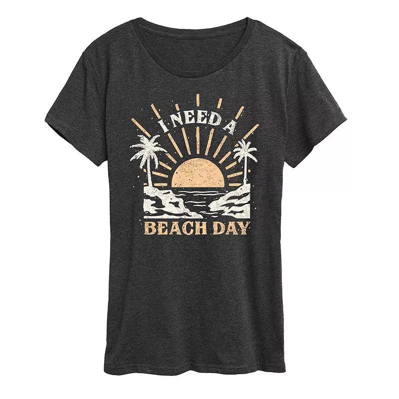 Womens I Need A Beach Day Graphic Tee Grey Blue Product Image