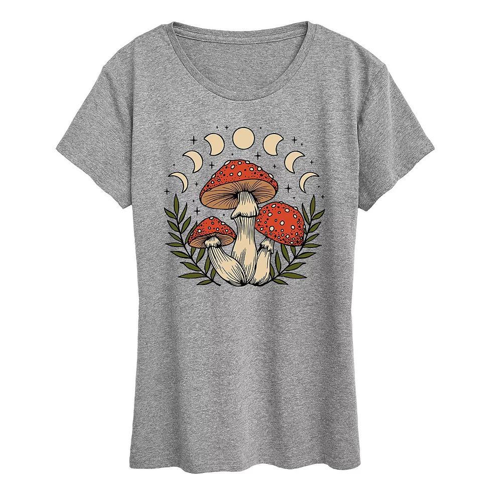 Plus Fall Mushrooms Graphic Tee, Womens Grey Gray Product Image