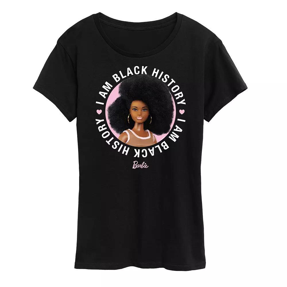 Womens Barbie I Am Black History Graphic Tee Grey Royal Blue Product Image