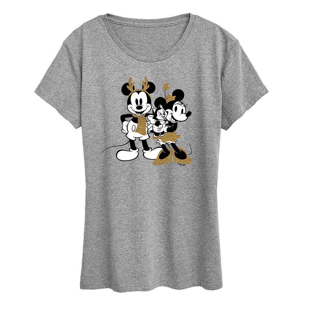 Disney's Mickey Mouse Women's Mickey Minnie Sparkle Graphic Tee, Girl's, Size: XXL, Grey Gray Product Image