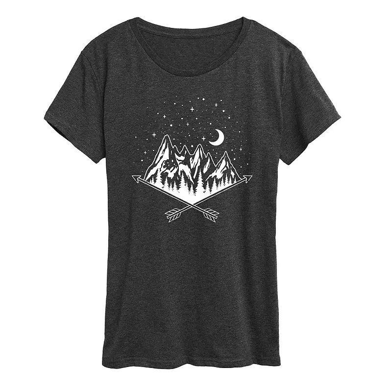 Womens Mounatin Scene Graphic Tee Heather Grey Product Image