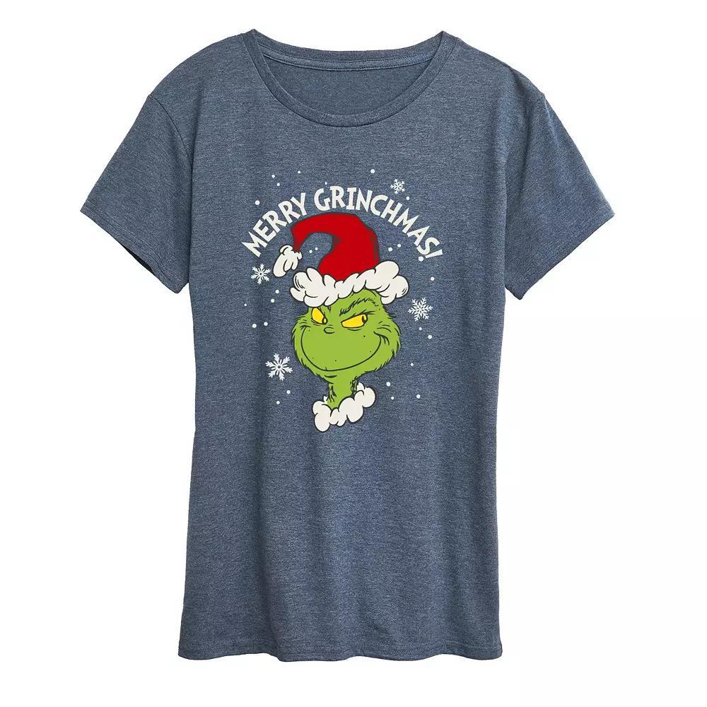 Women's Dr. Seuss The Grinch Merry Grinchmas Graphic Tee, Girl's, Size: XXL, Grey Royal Blue Product Image