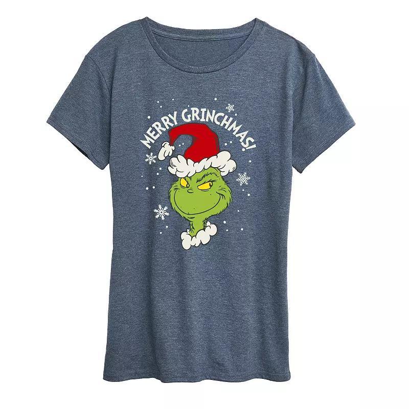 Women's Dr. Seuss The Grinch Merry Grinchmas Graphic Tee, Girl's, Size: XXL, Grey Royal Blue Product Image