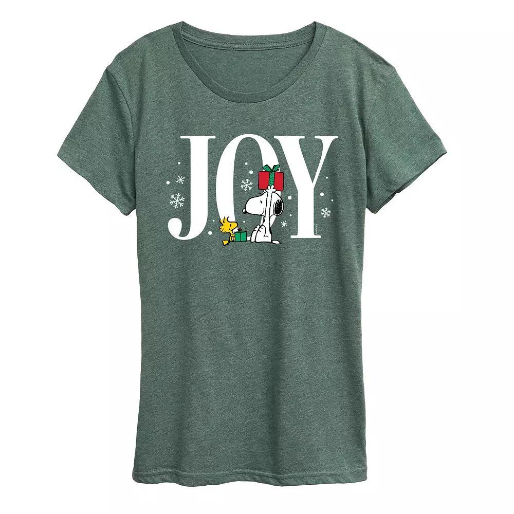 Womens Peanuts Snoopy & Woodstock Joy Graphic Tee Grey Green Product Image