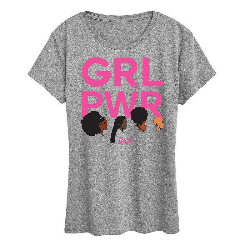Womens Barbie Grl Pwr Grid Graphic Tee Grey Gray Product Image