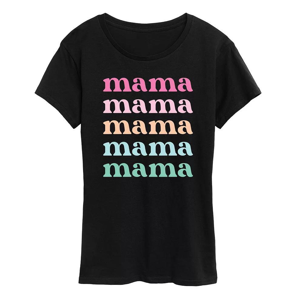 Womens Colorful Stacked Mama Graphic Tee Blue Product Image