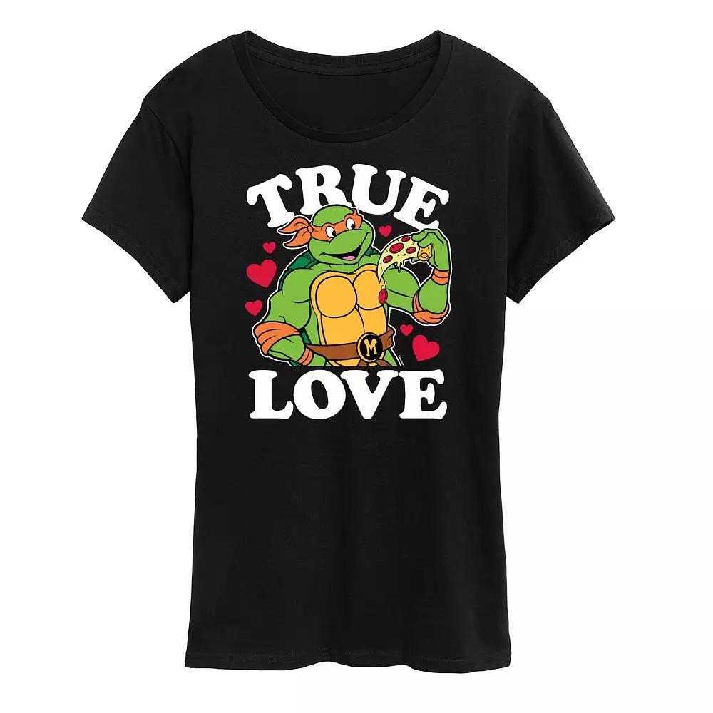 Womens Teenage Mutant Ninja Turtles True Love Graphic Tee Grey Royal Blue Product Image
