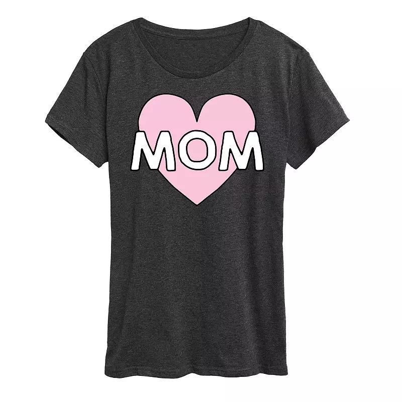 Women's Mom Heart Graphic Tee, Size: Medium, Grey Gray Product Image
