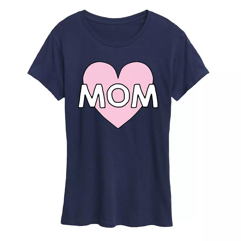 Women's Mom Heart Graphic Tee, Size: Medium, Grey Gray Product Image
