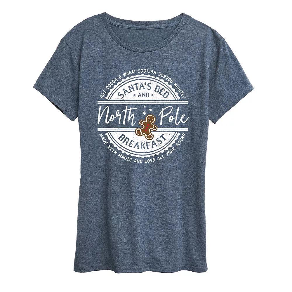 Women's North Pole Bed And Breakfast Graphic Tee, Girl's, Size: Medium, Grey Blue Product Image