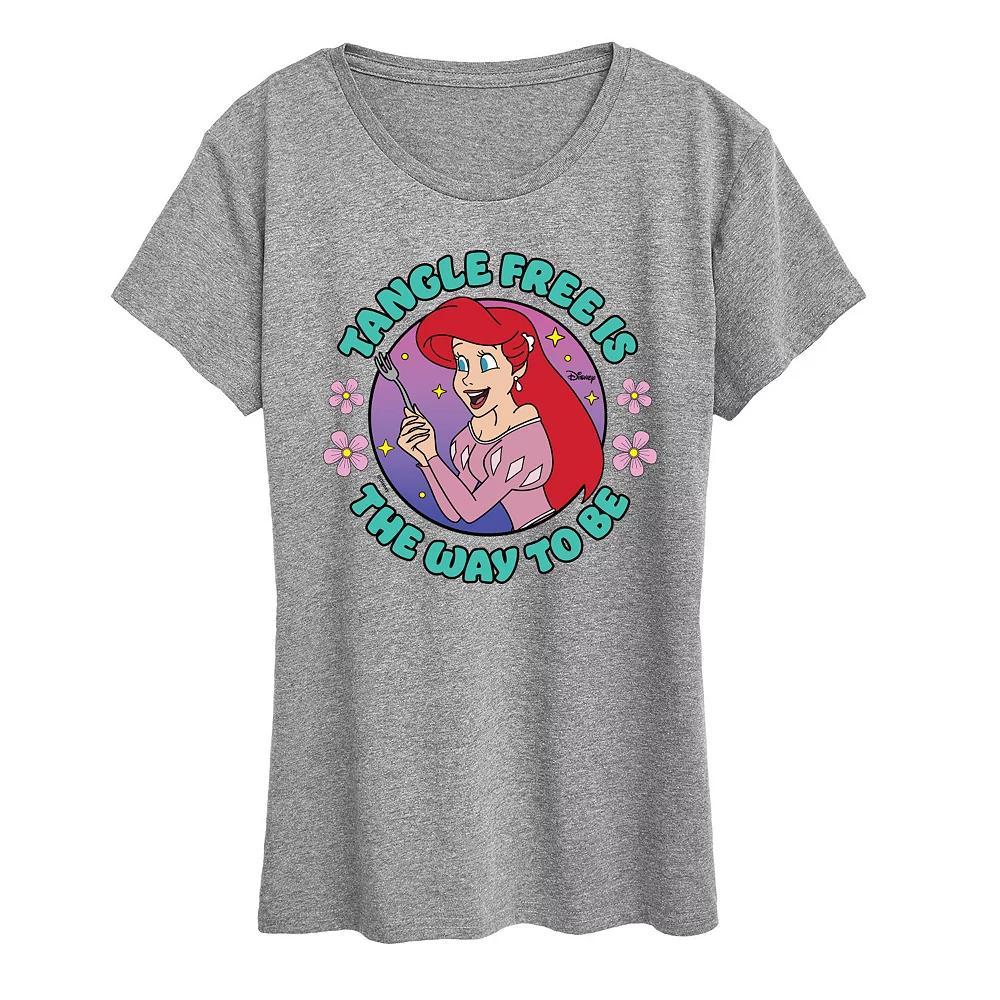 Disneys The Little Mermaid Ariel Womens Tangle Free Graphic Tee, Girls Grey Gray Product Image