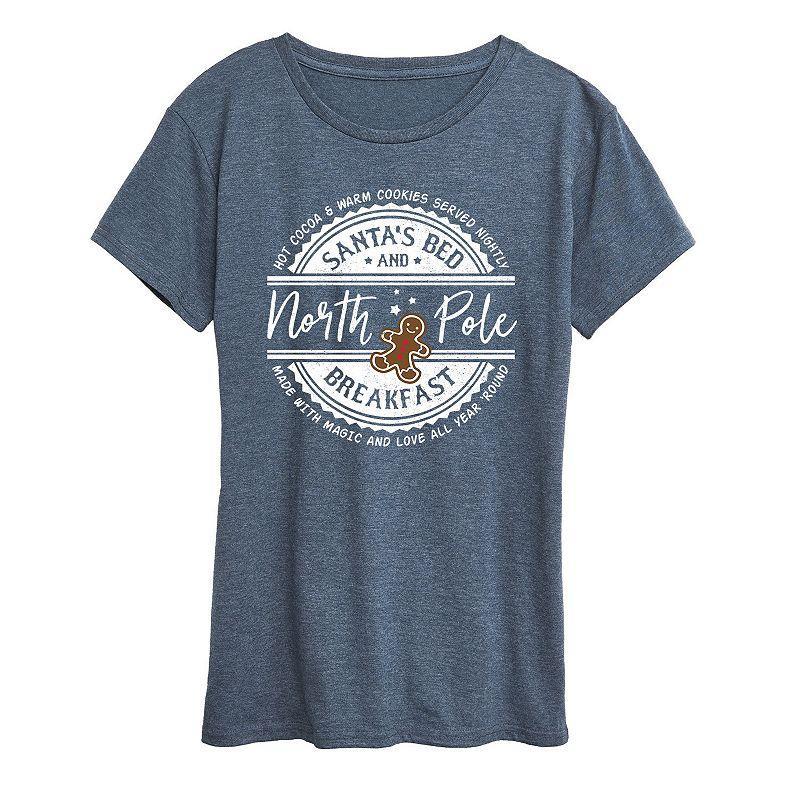 Women's North Pole Bed And Breakfast Graphic Tee, Girl's, Size: Medium, Grey Blue Product Image