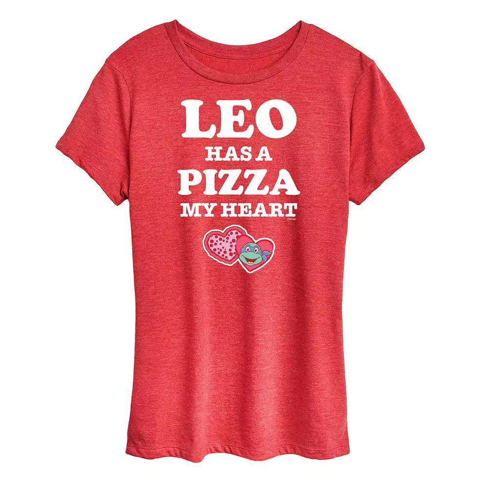 Womens Teenage Mutant Ninja Turtles Pizza My Heart Leo Graphic Tee Grey Red Product Image