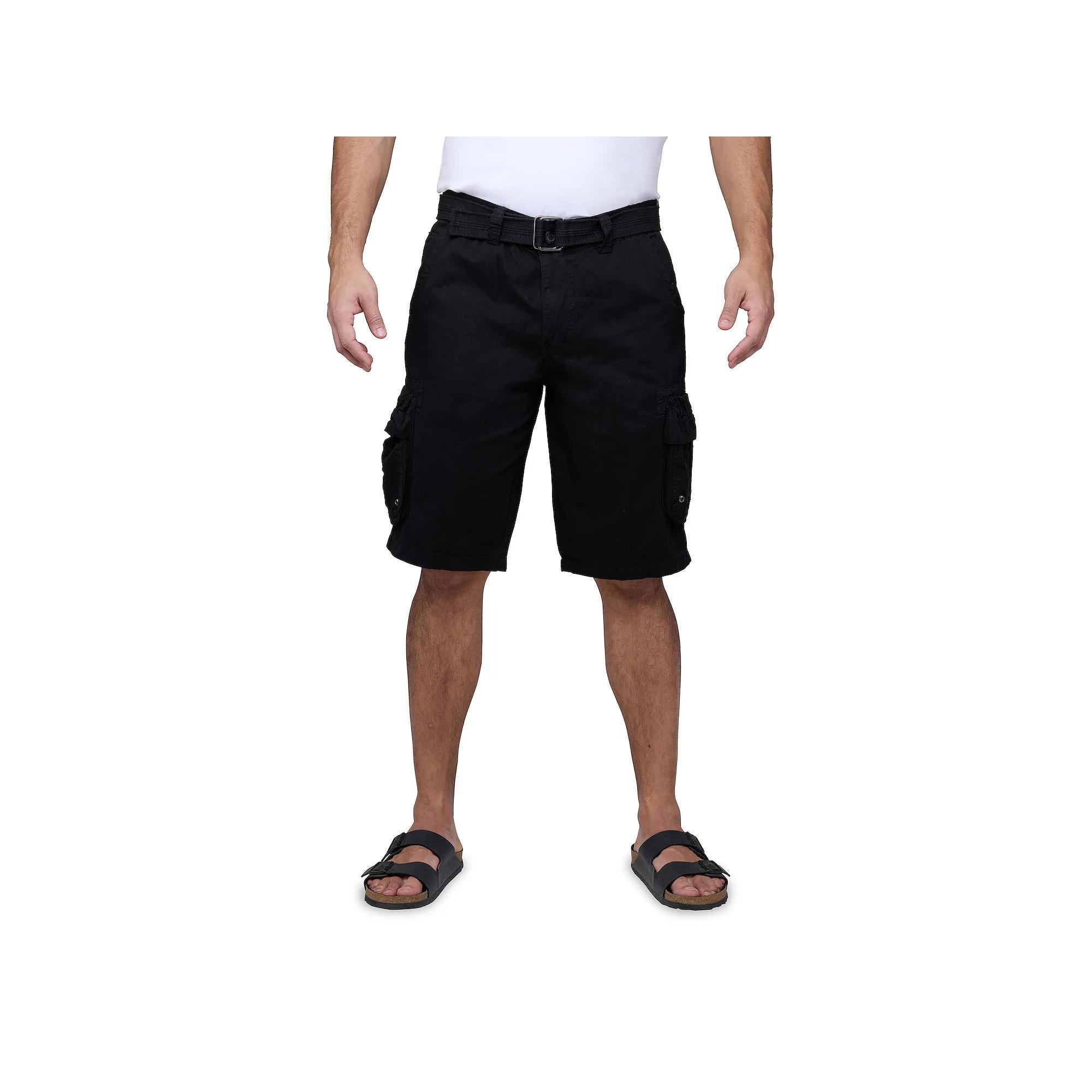 Men's RAW X by Xray Regular-Fit Belted Cargo Shorts, Size: 38, Black Product Image