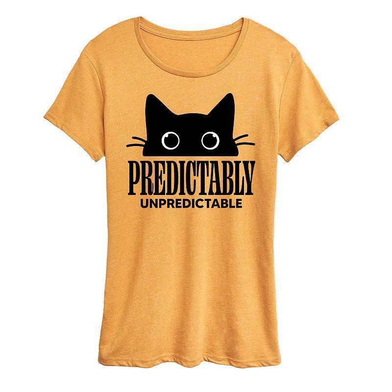 Womens Predictably Unpredictable Cat Graphic Tee, Girls Grey Gray Product Image