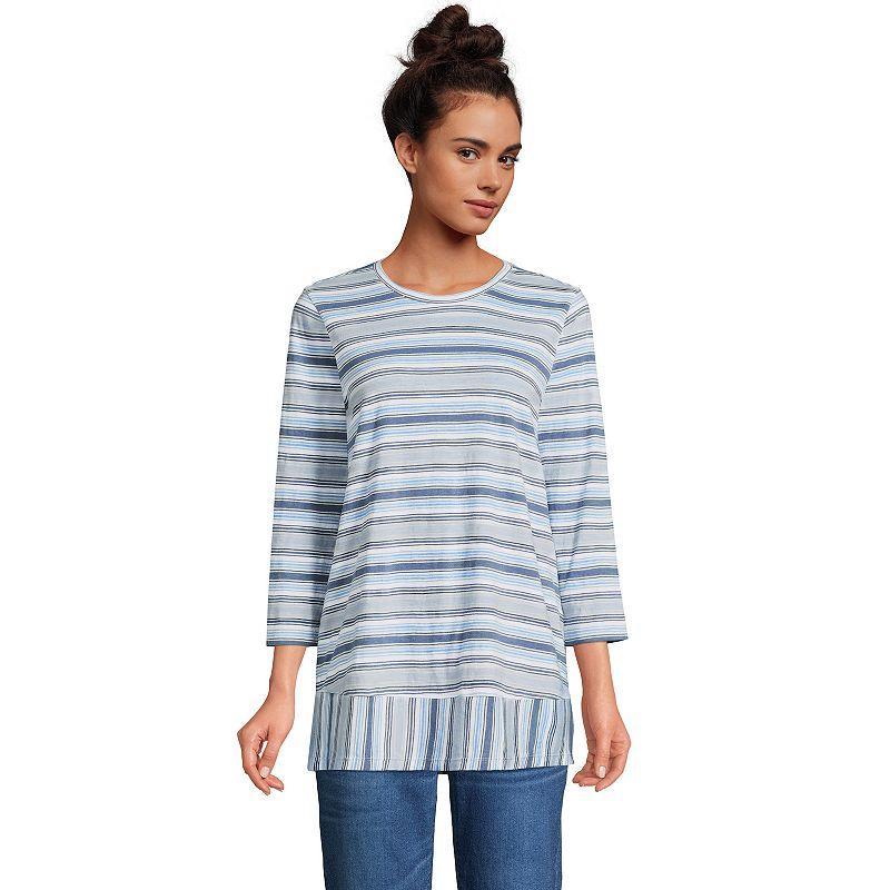 Women's Lands' End Slub Jersey Swing Tunic, Size: XS, White Black Stripe Product Image