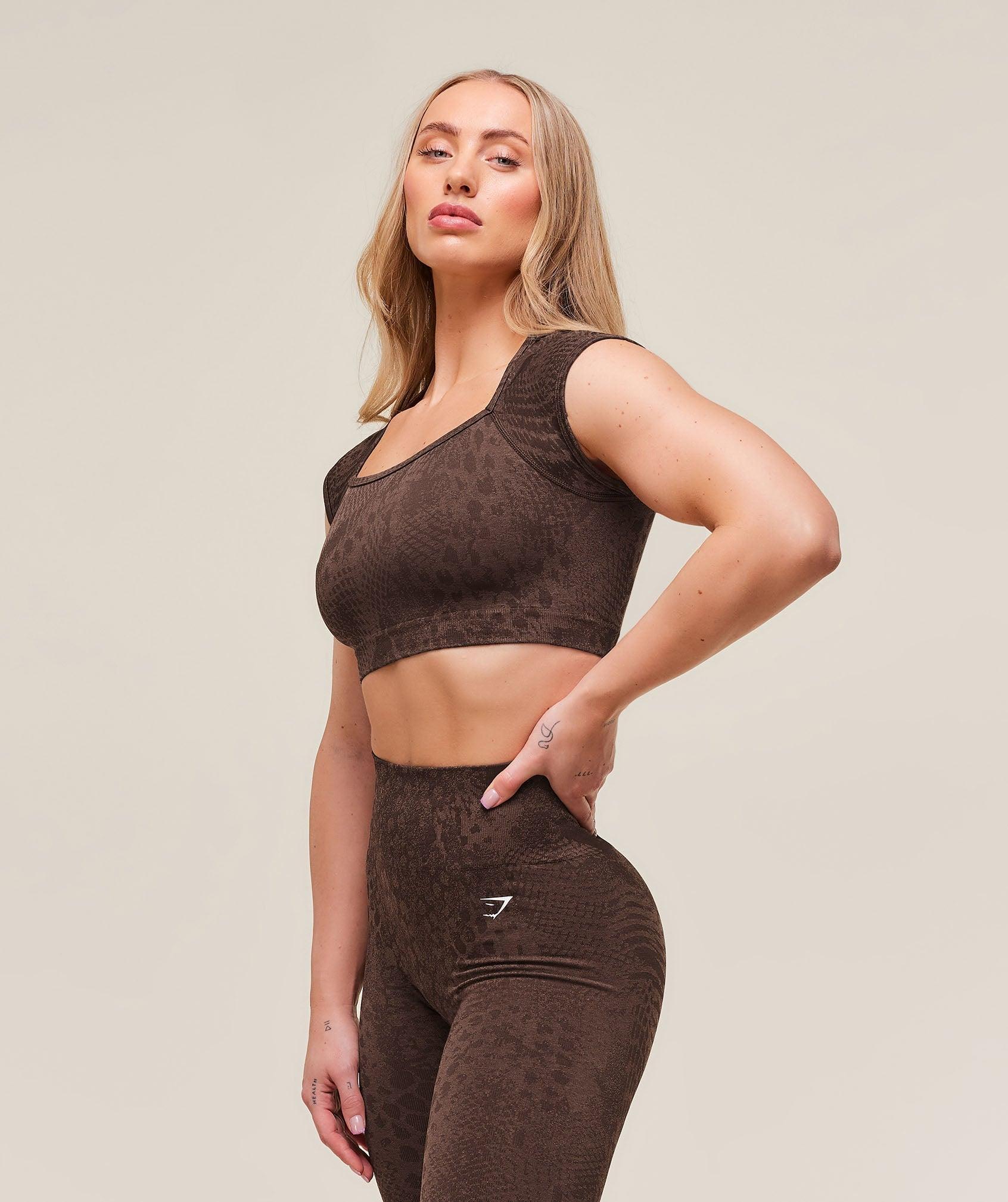 Gymshark Adapt X Whitney Animal Seamless Crop Top - Brown Female Product Image