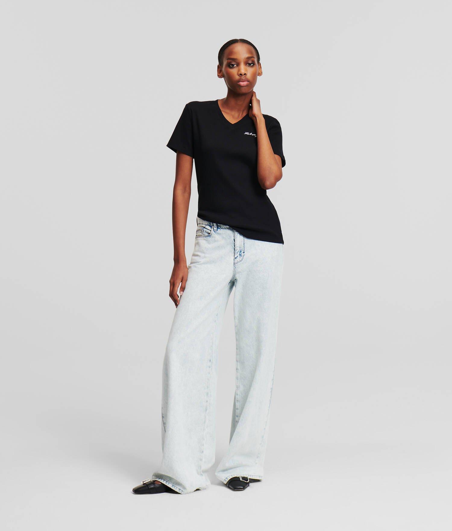 RIB-KNIT V-NECK T-SHIRT Product Image