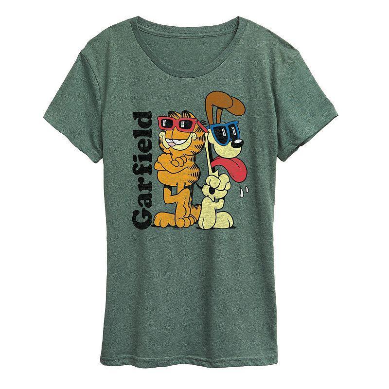 Womens Garfield Odie Sunglasses Graphic Tee, Girls Grey Green Product Image