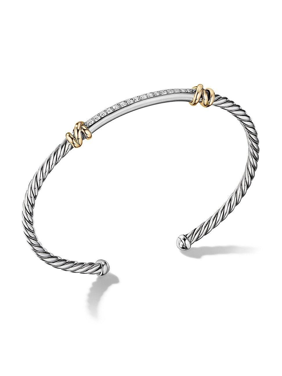 David Yurman Sterling Silver Petite Helena Two Station Wrap Bracelet in 18K Yellow Gold with Diamonds Product Image